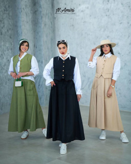 ست ۳تیکه شومیز جلیقه دامن لینن