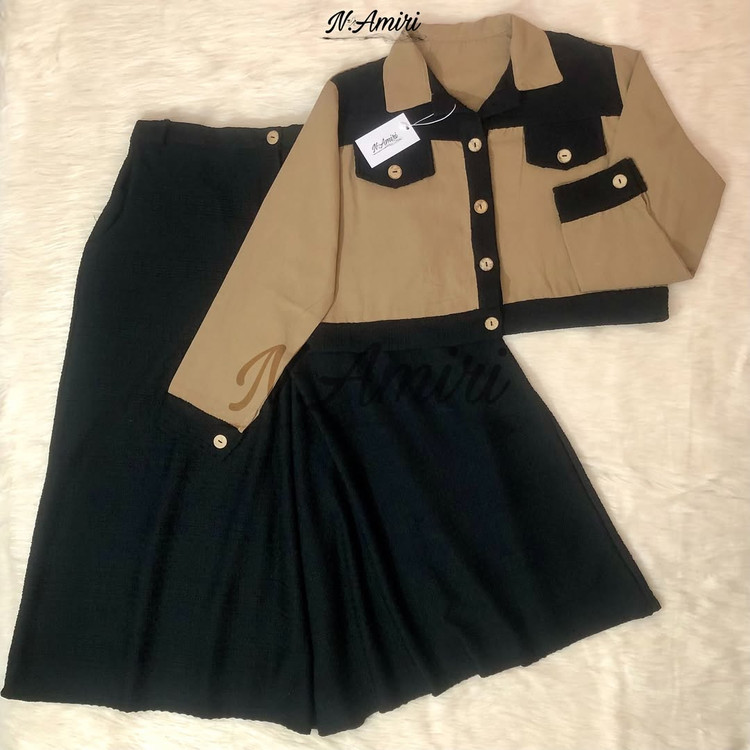 ست شلواردامنی و کت مشکی