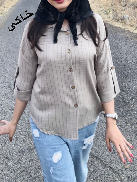 شومیز نخی خاکی