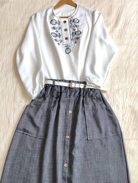 ست شومیزدامن کمربندار طوسی