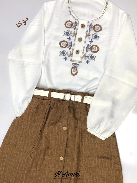 ست شومیزدامن کمربندار موکا