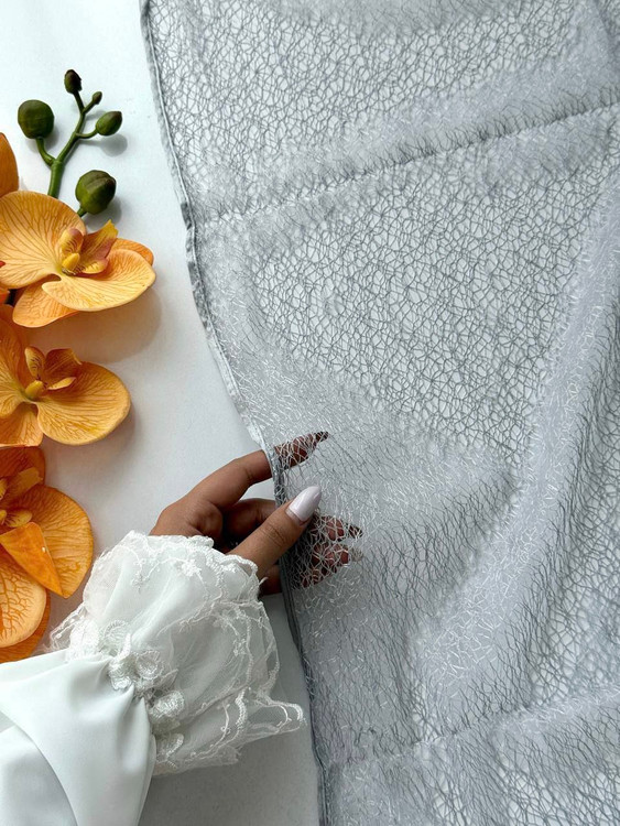 شال ابریشم طوسی