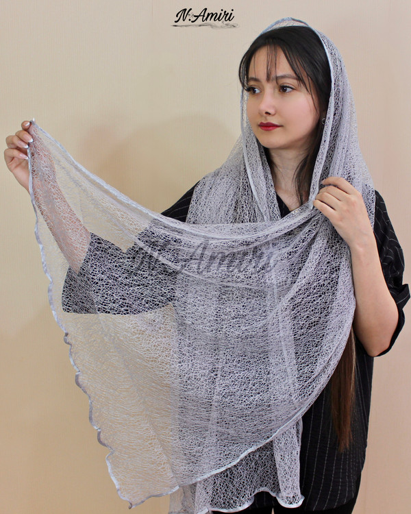 شال ابریشم طوسی