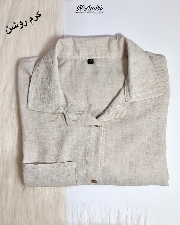 شومیز مانتویی کرم روشن