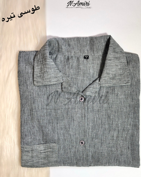 شومیز مانتویی طوسی تیره