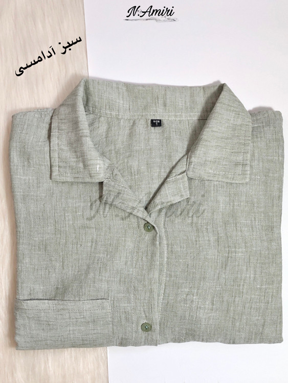 شومیز مانتویی سبز آدامسی