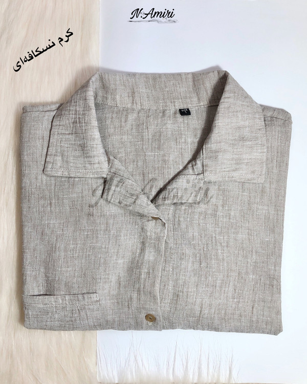 شومیز مانتویی کرم نسکافهای