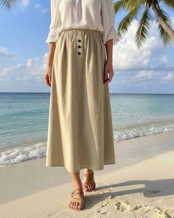 دامن لینن نخ کرم