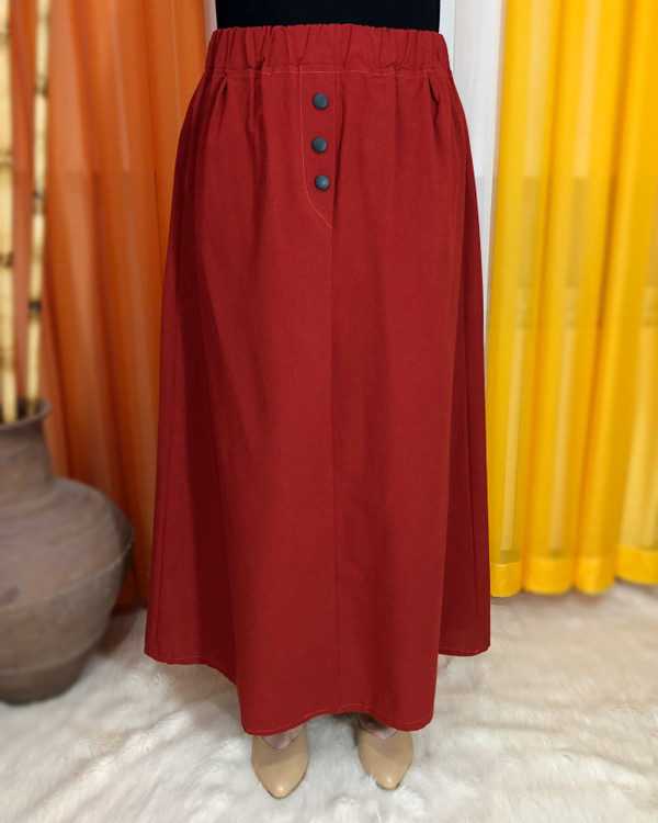 دامن لینن نخ آجری