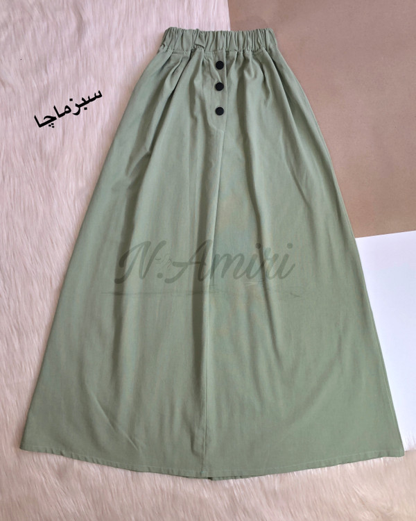 دامن لینن نخ سبز ماچا