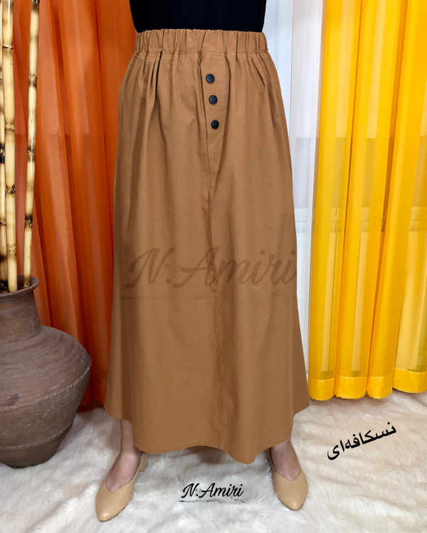 دامن لینن نخ نسکافهای