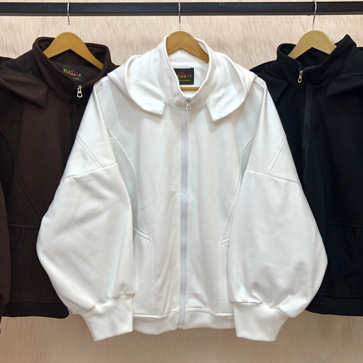 سوییشرت دورس سه نخ ضخیم سفید