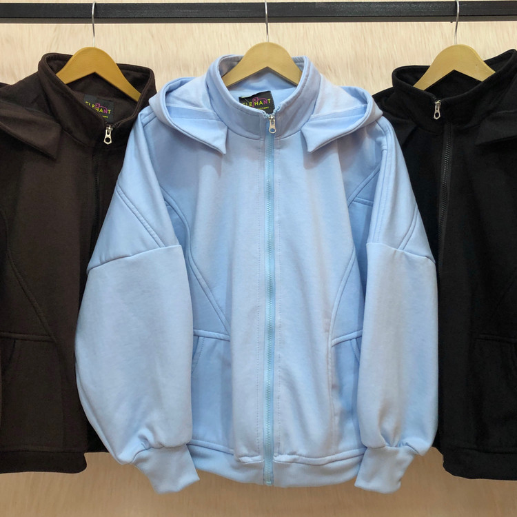 سوییشرت دورس سه نخ ضخیم آبی روشن