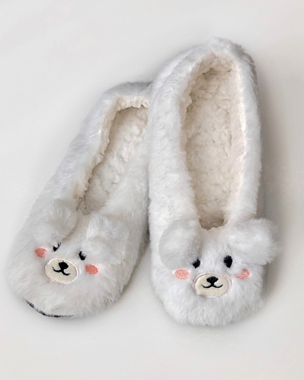 پاپوش روفرشی خز زنانه جلو بسته سفید