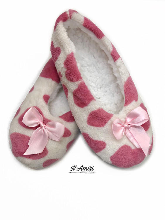 پاپوش روفرشی خز صورتی دخترانه