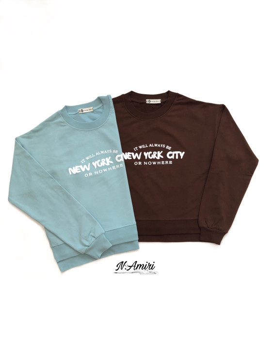 بلوز دورس کراپ زنانه آستین بلند یقه گرد قهوهای