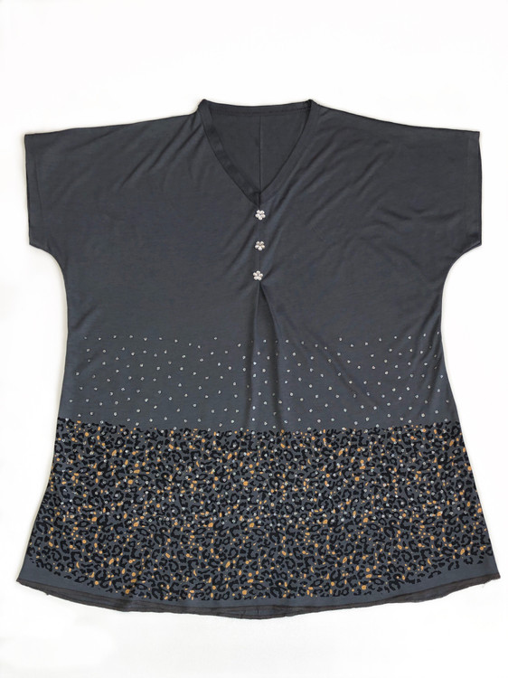 تیشرت زنانه یقه هفت طوسی