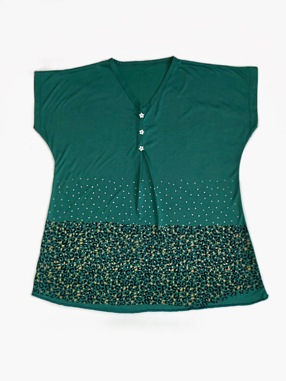 تیشرت زنانه یقه هفت سبز