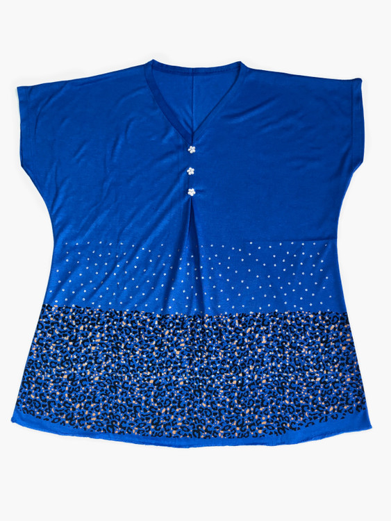 تیشرت زنانه یقه هفت آبی