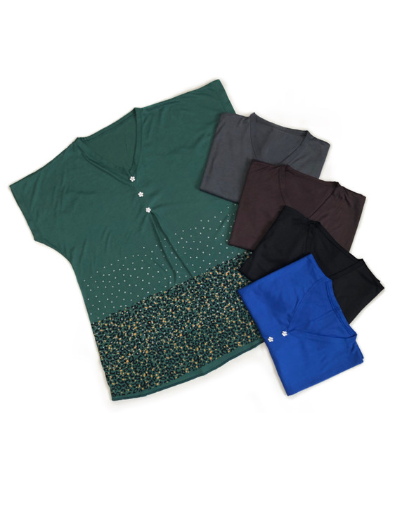 تیشرت زنانه یقه هفت آستین سرخود