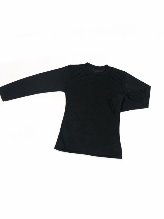 بلوز ساده مشکی آستین بلند یقه گرد